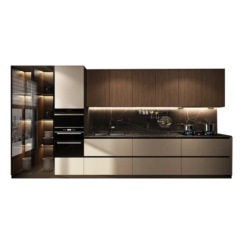 Kitchen cabinets Modern minimalist quartz quartz countertops are custom-assembled for overall kitchen cabinet assembly