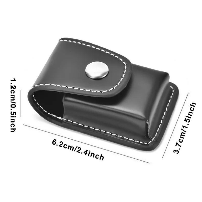 1Pcs Tragbare leder Leichter Abdeckung Box Schwarz Leder Schließe Stil Leichter Fall Beutel Beste Geschenk