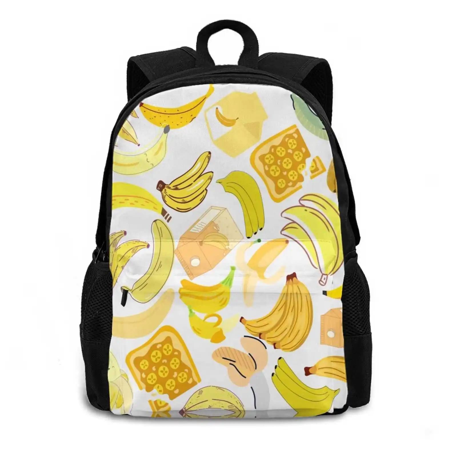 Cute Banana Design Pattern Design Bagpack School Bags Bananas Fruits Tasty Yummy Sweet Cute Simple Banana Juice White Yellow