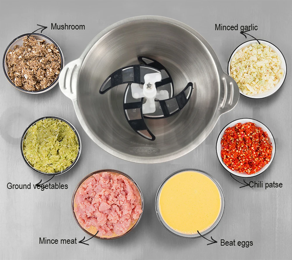 CANDIMILL 2 سرعات 2L قدرة مفرمة اللحم أداة تقطيع الطعام الكهربائية المفرمة المنزلية الثوم الخضار المعالج Slicer