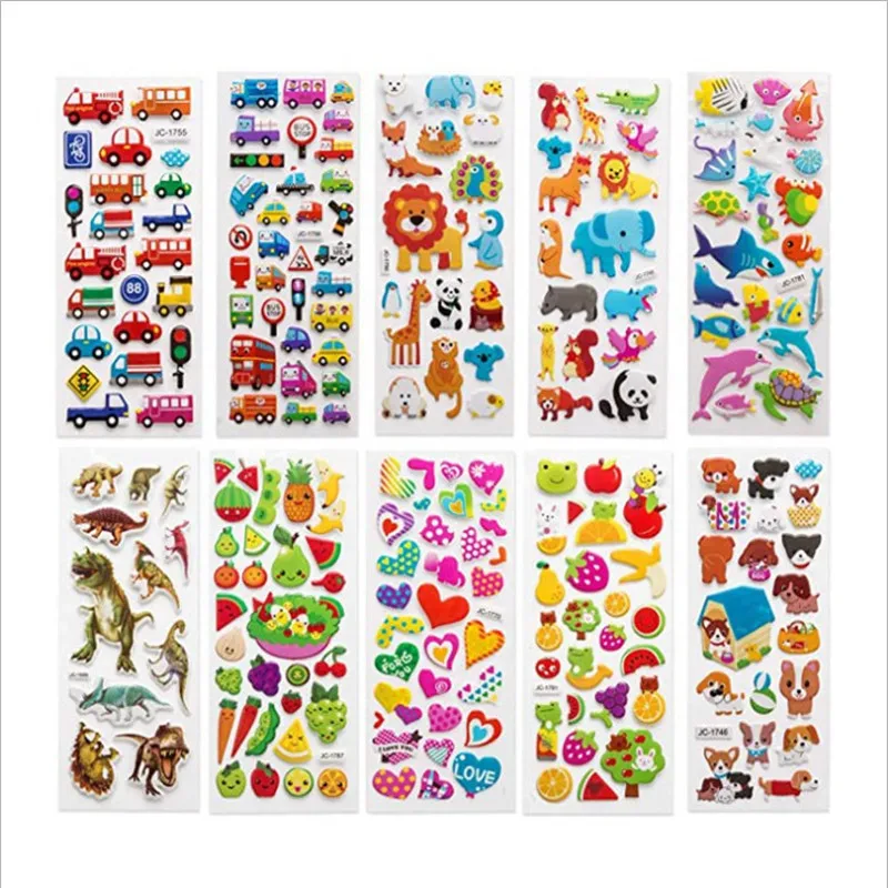 10 Sheets Kids Stickers 3D Puffy Bulk Cartoon Zoo Animal Scrapbooking Stickers for Girl Boy Birthday Gift  3d sticker