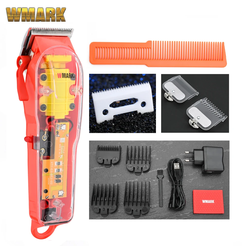 WMARK 7300RPM NG-108/118/108PRO Rechargeable Hair Cutting Machine Hair Clippers Trimmer Transparent Cover White Or Red Base