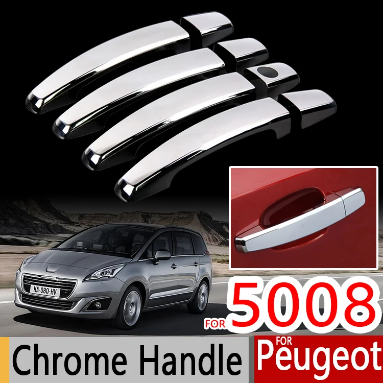 For Peugeot 5008 Chrome Handle Covers Trim Set of 4Pcs Car Accessories Stickers Car Styling 2009 2010 2011 2012 2013 2014 2015