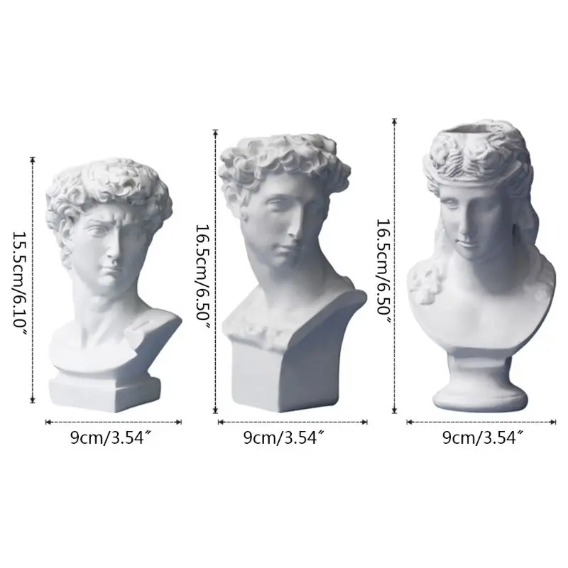 수지 꽃병 홈 인테리어 메이크업 브러시 스토리지 박스 펜 홀더 유럽 스타일 장식 데이비드 헤드 조각 모델 웨딩