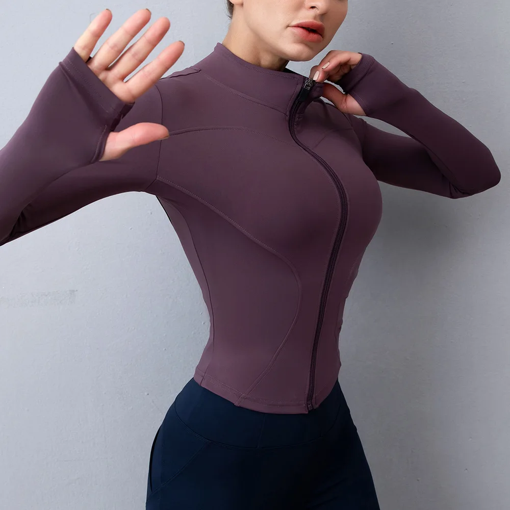 

Womens Sports Jacket Turtleneck Slim Fit Full-Zip Running Top Sweatshirts Stand Collar Jacket