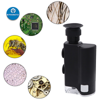 Mini Handheld 60x-100x 200X-240X Pocket Microscope Jewelry Magnifer Loupe with Cell Phone Clip Magnifying Glass LED UV Light