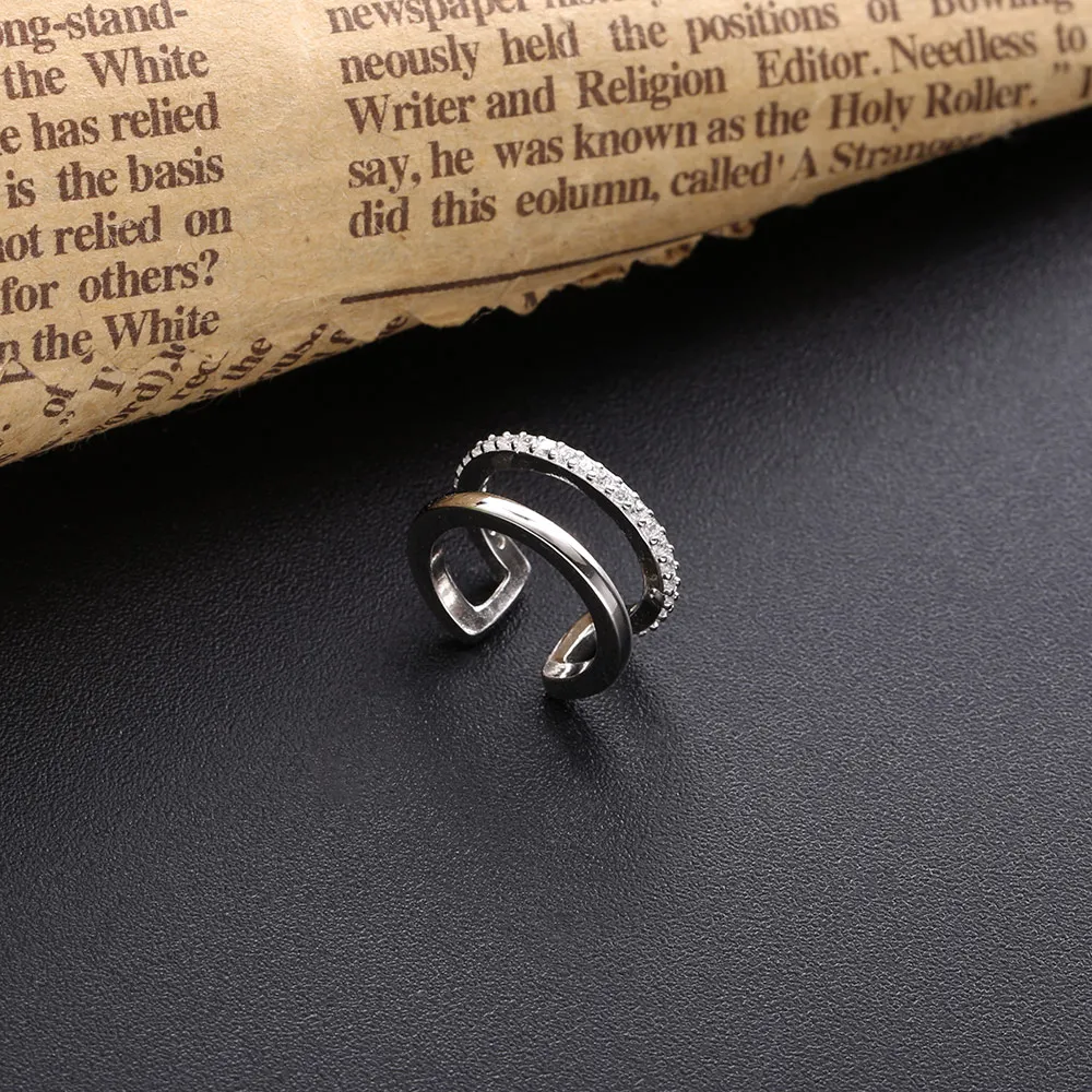 أقراط أذن من SHADOWHUNTERS من الفضة الإسترليني عيار 925 طبقات مزدوجة من الزركون الشفاف CZ أقراط أذن للنساء مجوهرات أقراط أذن عصرية 2020 #2