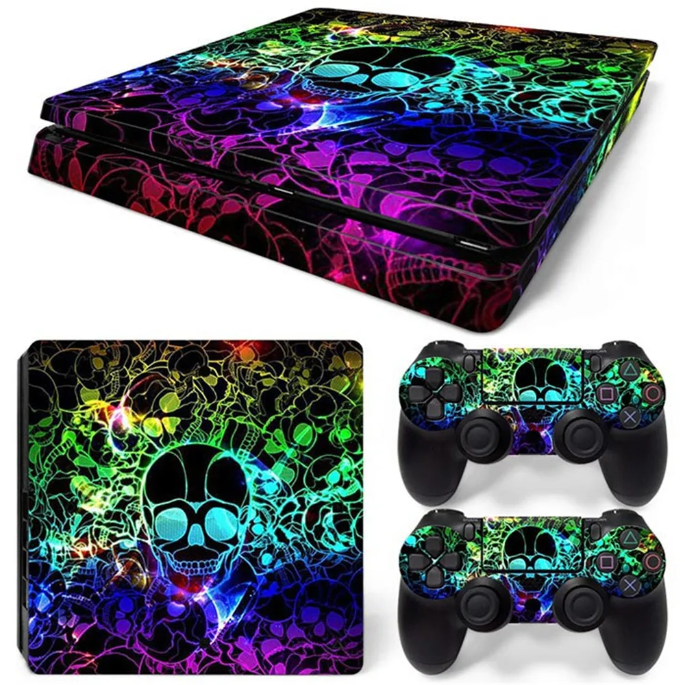 Calcomanía de vinilo de piel personalizada con diseño de calavera fresca para consola delgada PS4 y controladores