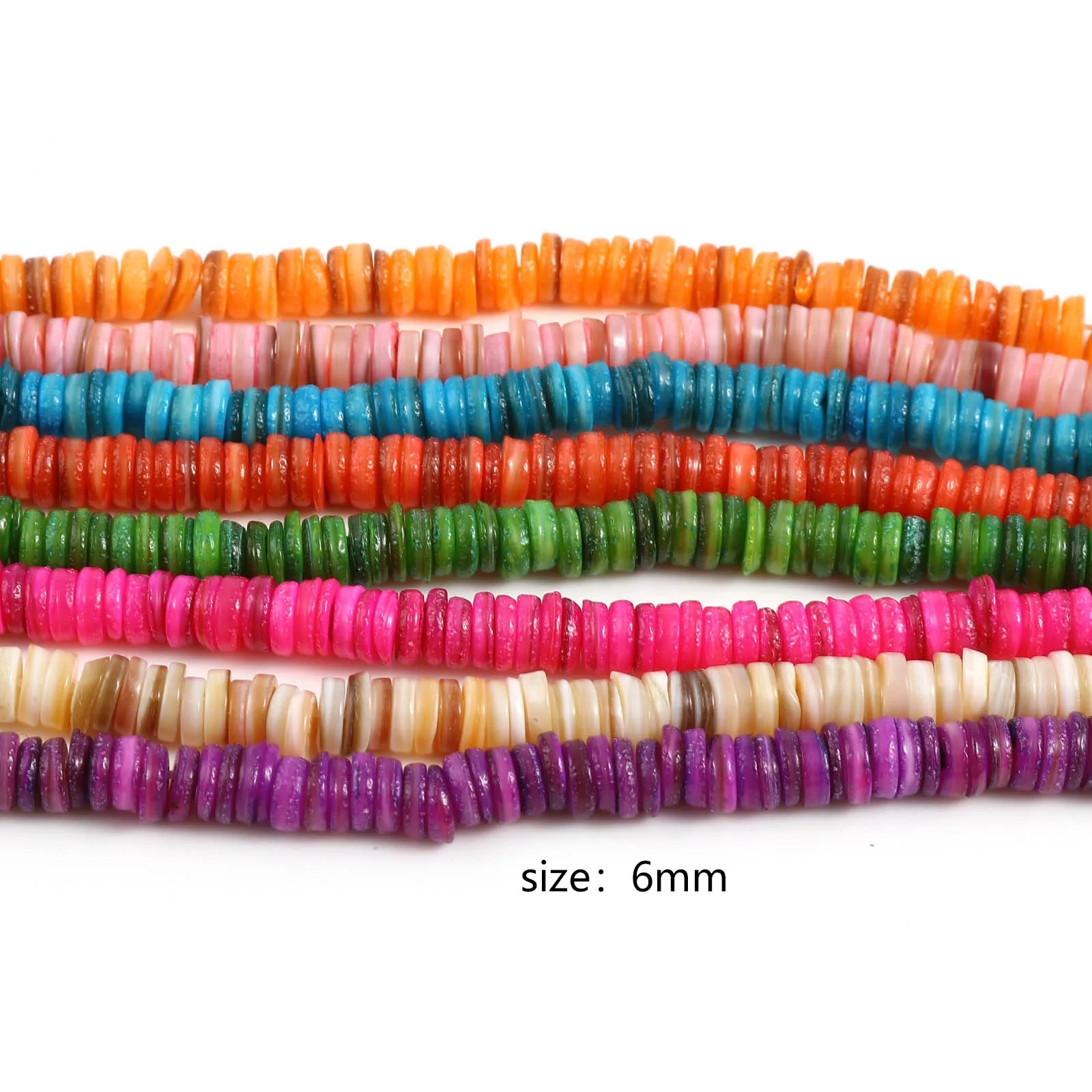 DoreenBeads 6mm Shell Loose Beads Round Multicolor Dyed Spacer Beads For DIY Making Jewelry,1Strand (Approx 195 PCs/Strand)