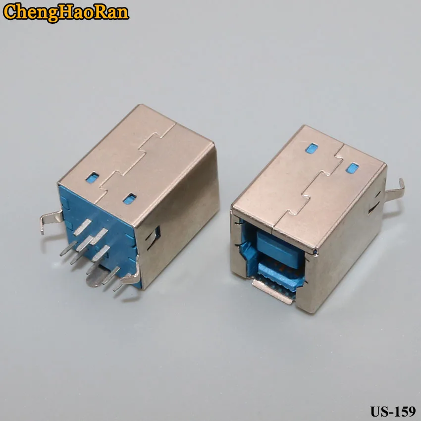 ChengHaoRan 2pcs/lot USB 3.0 female/female connector BF 180 degree plug-in type B print interface copper shell