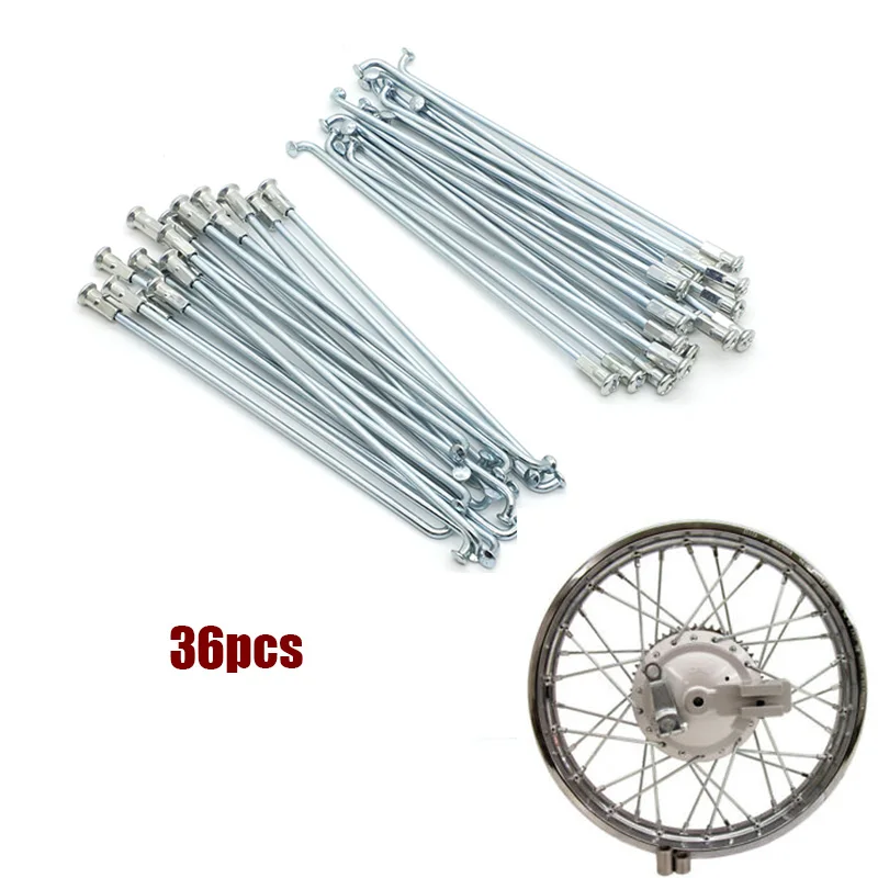 36PCS Motorcycle Rear Wheel Steel Spokes Steel Wire Cap Hat 16\