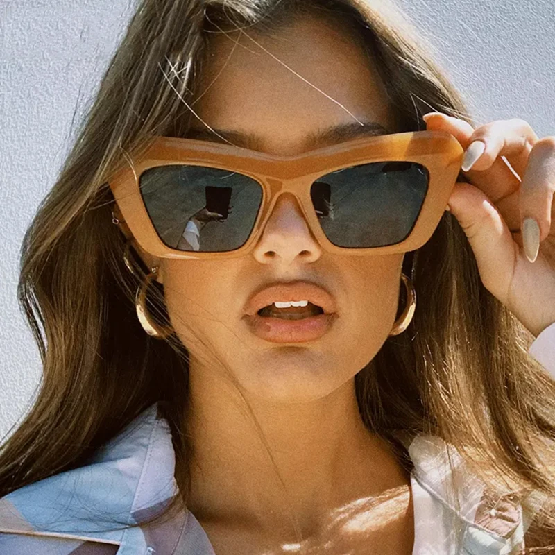 Marka okulary przeciwsłoneczne kocie oczy kobieta projektant mody Vintage okulary przeciwsłoneczne kobiece osobowość Outdoor Ladies Shades óculos De Sol