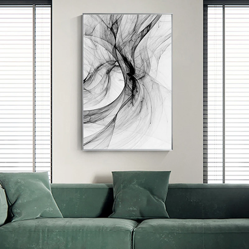 Abstract Black and White Wall Art Modern Canvas Painting Wall Pictures for Living Room Bedroom Decor Nordic Lines Poster N Print