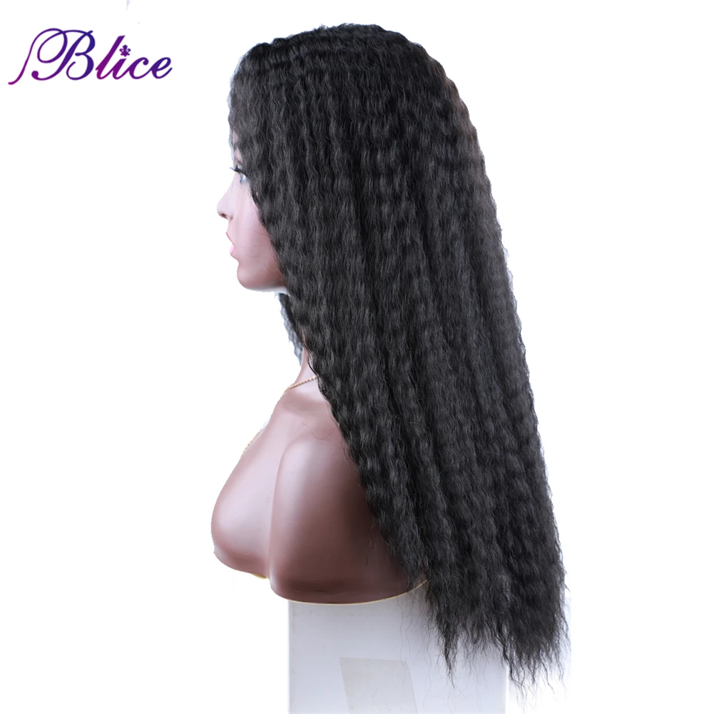 Blice Synthetic Hair Yaki Straight Wig With Natural Hair Line 18 inch Afro Hair Women Wigs Kanekalon Fiber Medium length Wig