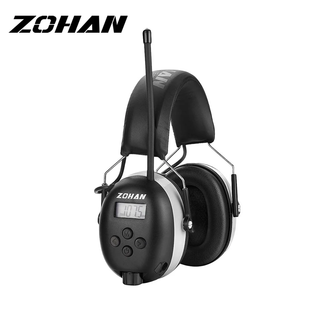 ZOHAN Electronic AM/FM Radio Earmuffs  LCD Digital Display Adjustable Ear Protection Noise Reduction  Hearing Protector