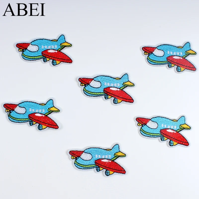 10pcs Iron On Airplane Patches Cartoon Stickers DIY Embroidered Clothes Jeans Backpack Shirts Fabric Appliques Sewing Patch