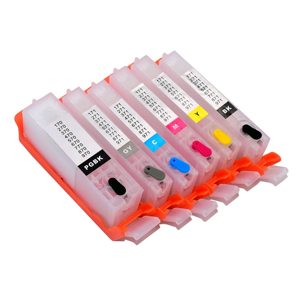 

6 Color PGI-670 CLI-671 Refillable Ink Cartridge for Canon PIXMA MG7760 MG7765 MG7766 TS8060 TS9060 MG5760