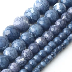 Blue Rain Flower Jasper Natural Stone Beads Round Loose Spacer Beads For Jewelry Making DIY Bracelets Accessories 4/6/8/10/12mm