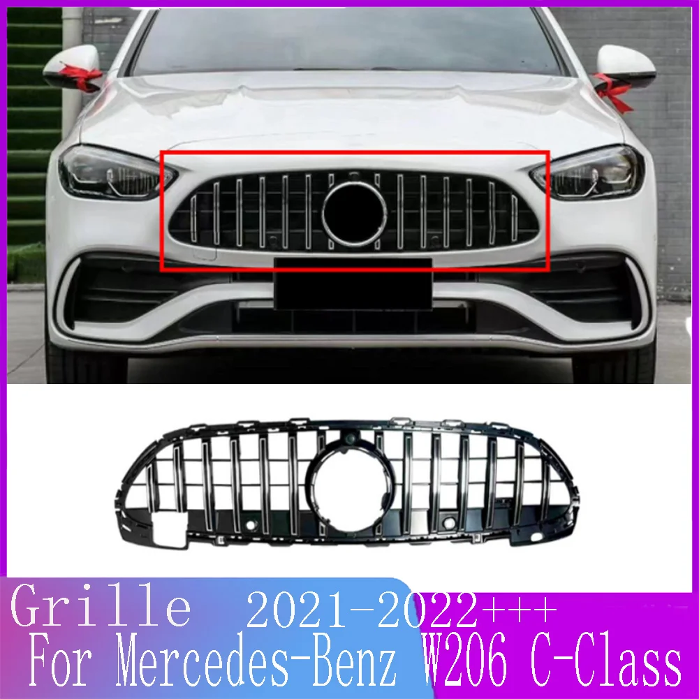 

Car modified GT style front grille For Mercedes-Benz W206 C-Class C200 C260 C300 2021 2022+ auto parts front bumper racing grill