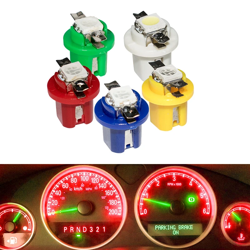 1 Pcs T5 B8.5D 509T B8.5 Smd Led Lamp Car Gauge Speedo Dash Bulb Auto Dashboard Instrument Light Blue Red Green White Yellow