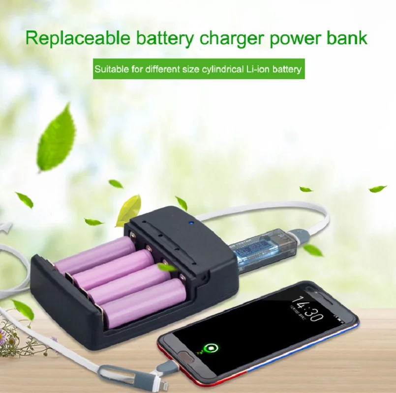 KLW 2021  New DIY  32650 18650 26650 18350 14500 10440  3.7V Li-ion Battery Powerbank  With 5V 2.1A USB Output for Phone Charger