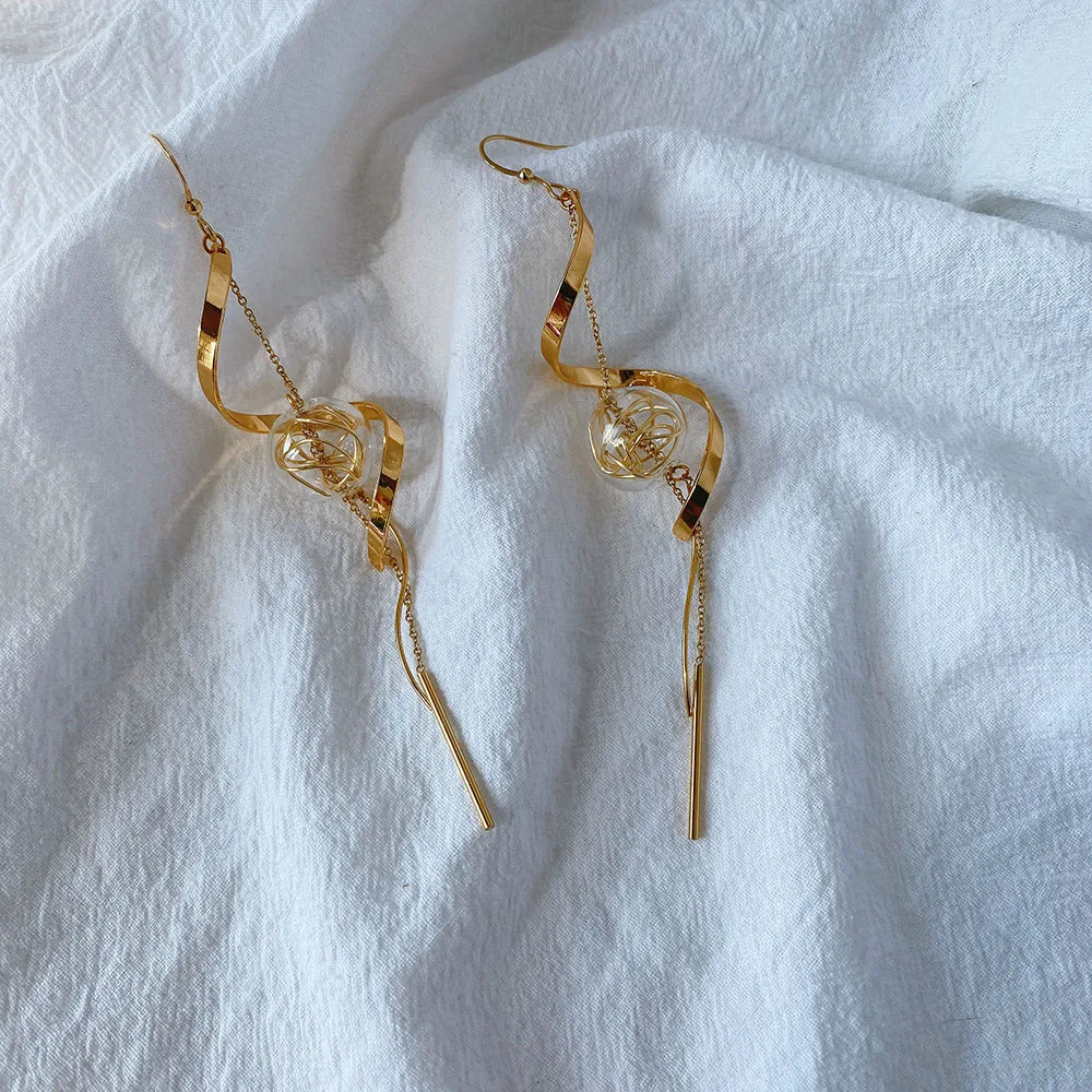 Wire Glass Ball Long Dangle Earrings For Women 2020 Original Handmade