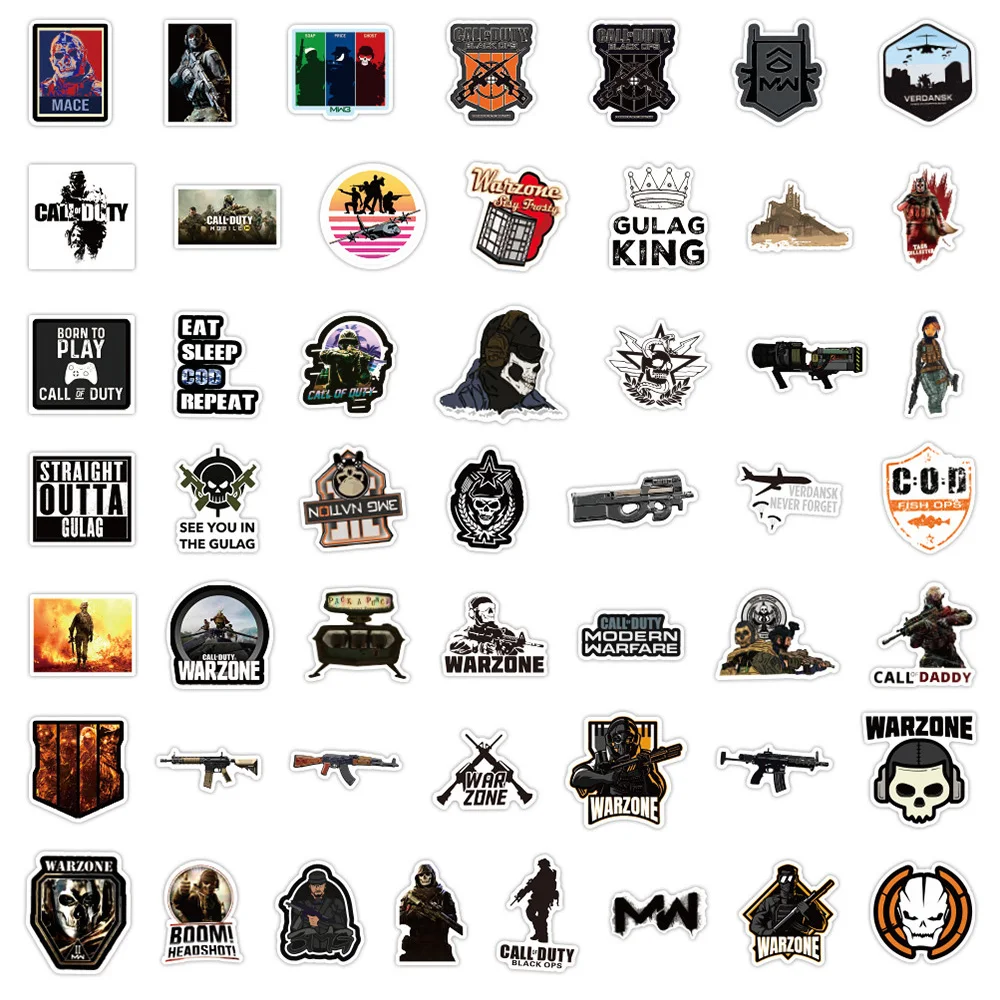 10/30/50Pcs Cool Game Cod Call Duty Stickers Skateboard Gitaar Auto Diy Laptop Motorfiets Telefoon bike Graffiti Sticker Kid Speelgoed