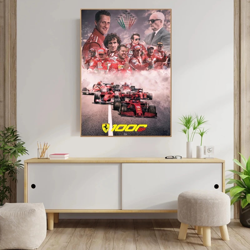 Formula 1 Poster F1 Schumacher Vettel Leclerc Alonso Hamilton 100th GP Racing Canvas Print Paintings Wall Art Decor Living Room