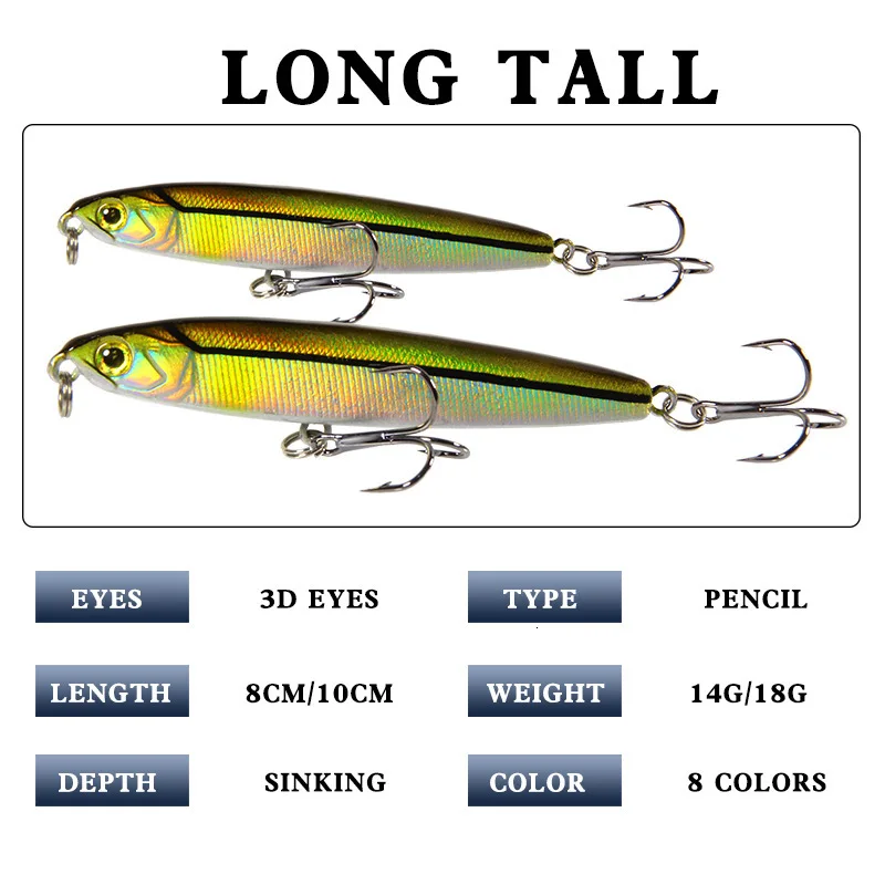 Pencil  Fishing Lure Weights 14-18g Long Throw Isca Artificial Sinking Pencil Die Fly Hard Bait Fishing Lures 2019 Fish Bait