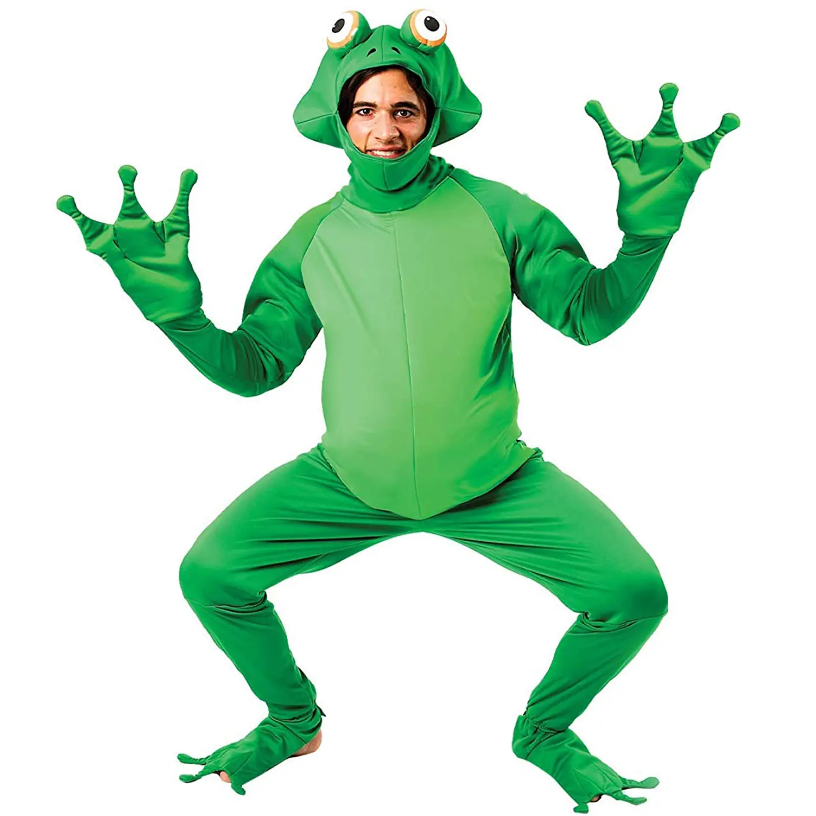 Halloween Frog Cosplay Traje para Homens e Mulheres, Macacão Open Face, Bodysuit, Roupas Engraçadas