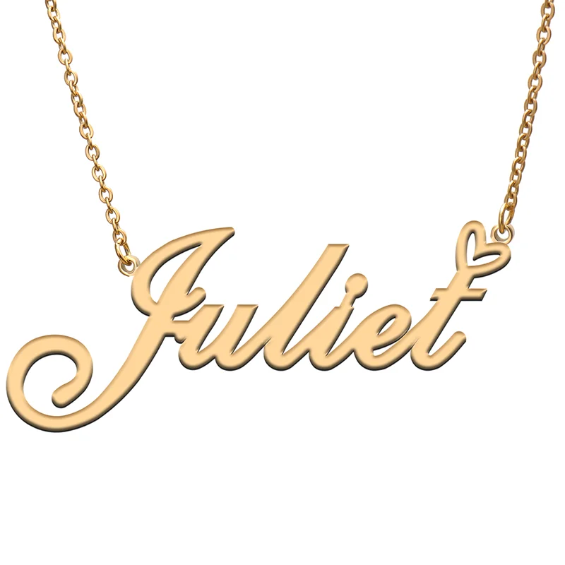 

Juliet Name Tag Necklace Personalized Pendant Jewelry Gifts for Mom Daughter Girl Friend Birthday Christmas Party Present