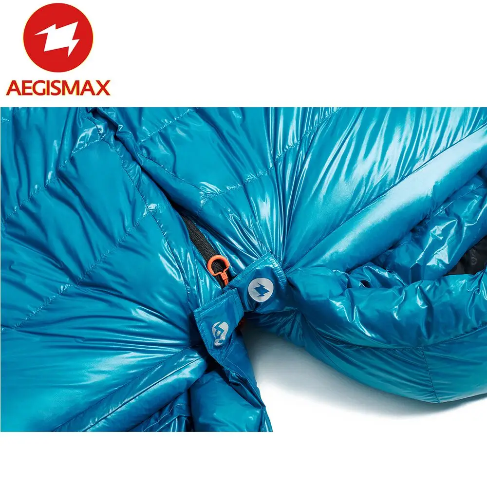 AEGISMAX M3 Lengthened Mummy Sleeping Bag Ultralight 95% White Goose Down Box Baffles Winter Outdoor Camping Hiking