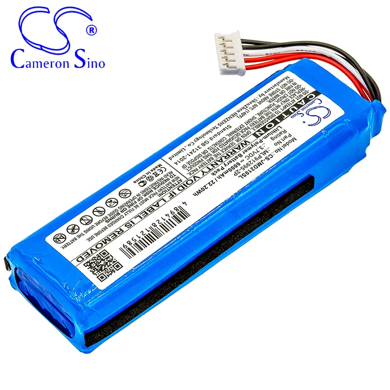 CameronSino – batterie pour JBL Charge 2 +, MLP912995-2P mAh/6000 wh, 3.70V, bleu, pour haut-parleur GSP1029102