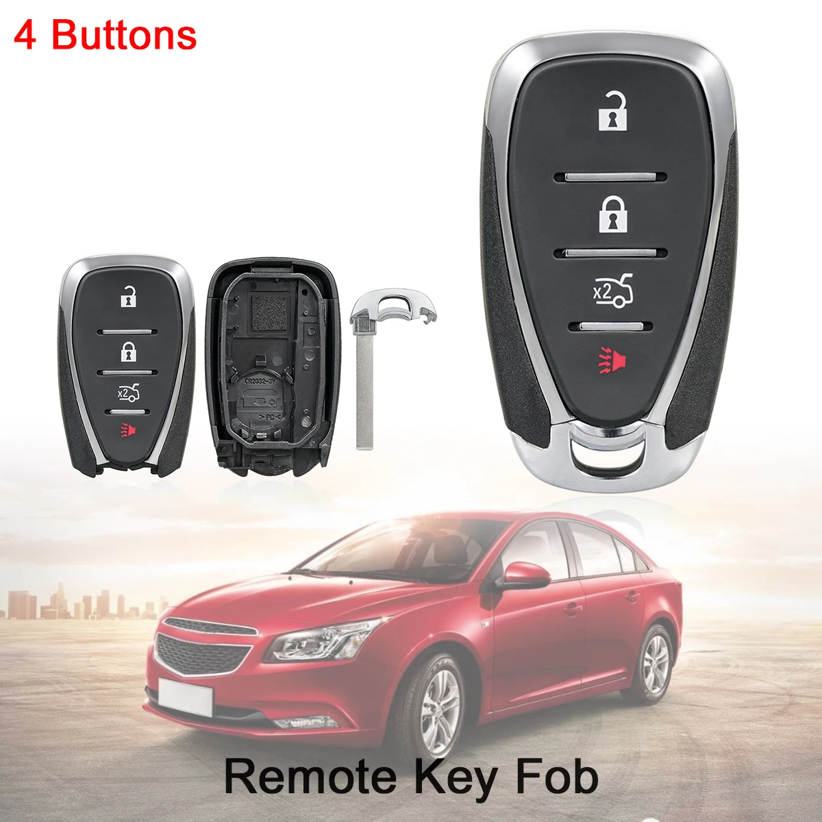 4 Button Smart Remote Key Shell Replacement Keyless Entry Transmitter Auto Key Fob Body Housing for Chevrolet Cruze Malibu Camar