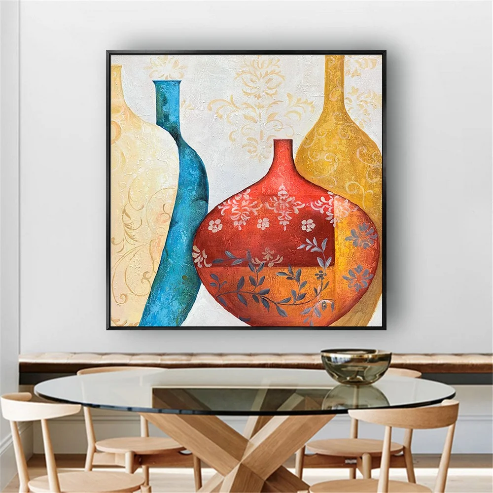 

Modern Hand-painted Oil Paintings Cloisonne Vase Hanging Pictures Abstract Canvas Painting For Home Living Room Decor Wall Art