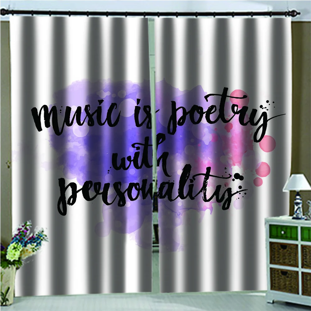 

Modern Home Decoration Color graffiti English characters European Curtains Photo Painted 3D Curtain Living room