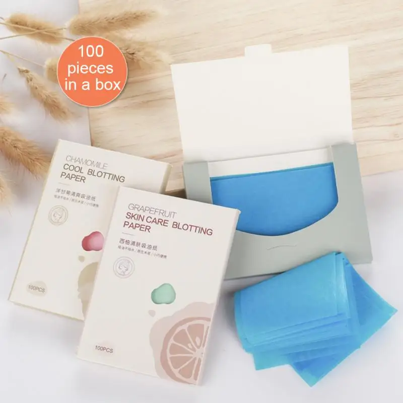 100PCS Facial Oil Blotting Sheet Face Oil Control Absorbing Film Blotting Paper Summer Facial Oil Shrink Pore Face Cleaning Tool