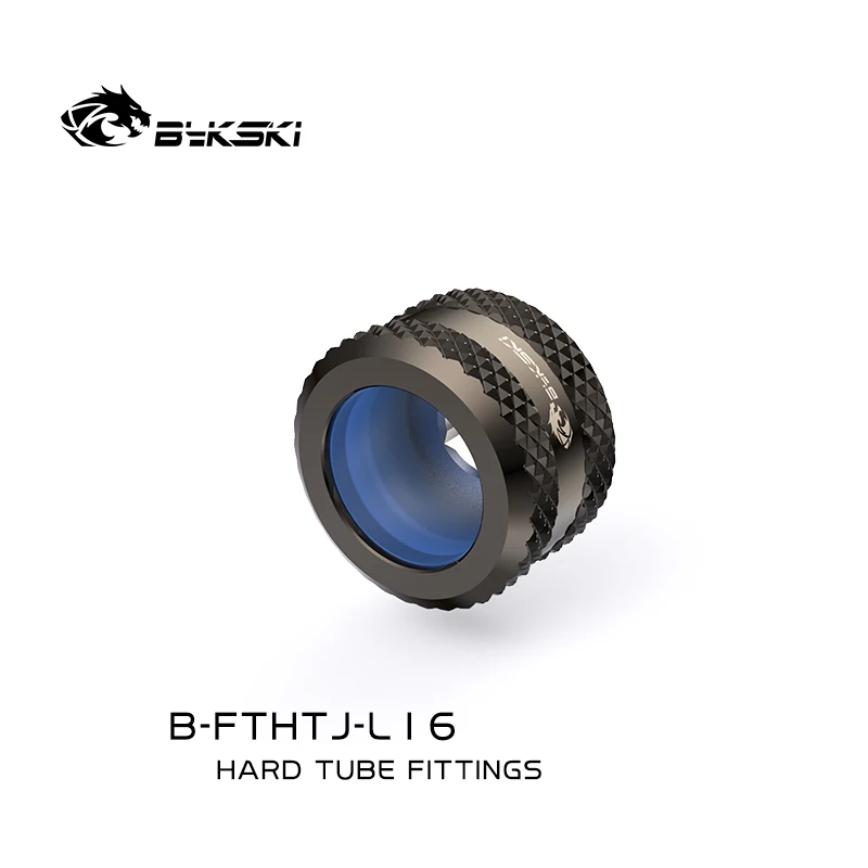 4 Buah/Lot Bykski B-FTHTJ-L16 Pc Konektor Fitting Tabung Keras Pendingin Air untuk OD 16Mm Pipa Sambungan Cepat G1/4 "Perak Hitam Biru