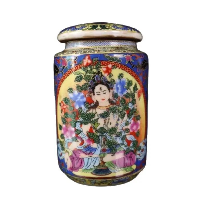 

Chinese Old Porcelain Gold And Enamel Figure Covered Jar Storage Pot