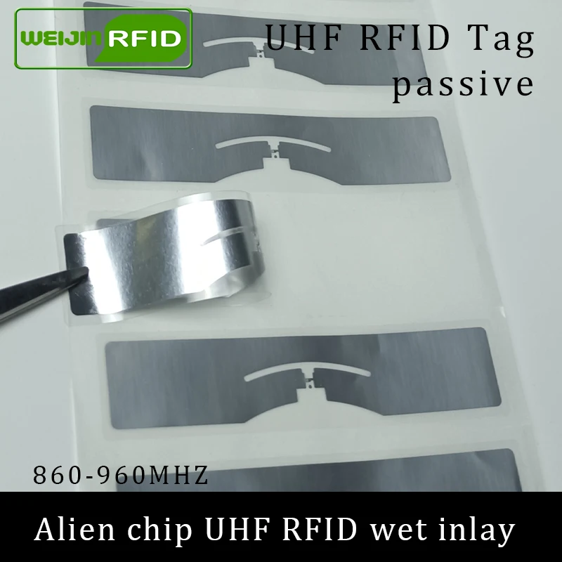 UHF RFID tag aufkleber Alien 9654/9954 nass inlay915mhz 900 868mhz 860-960mHiggs9 EPCC1G2 6C intelligente klebe passive RFID tags label