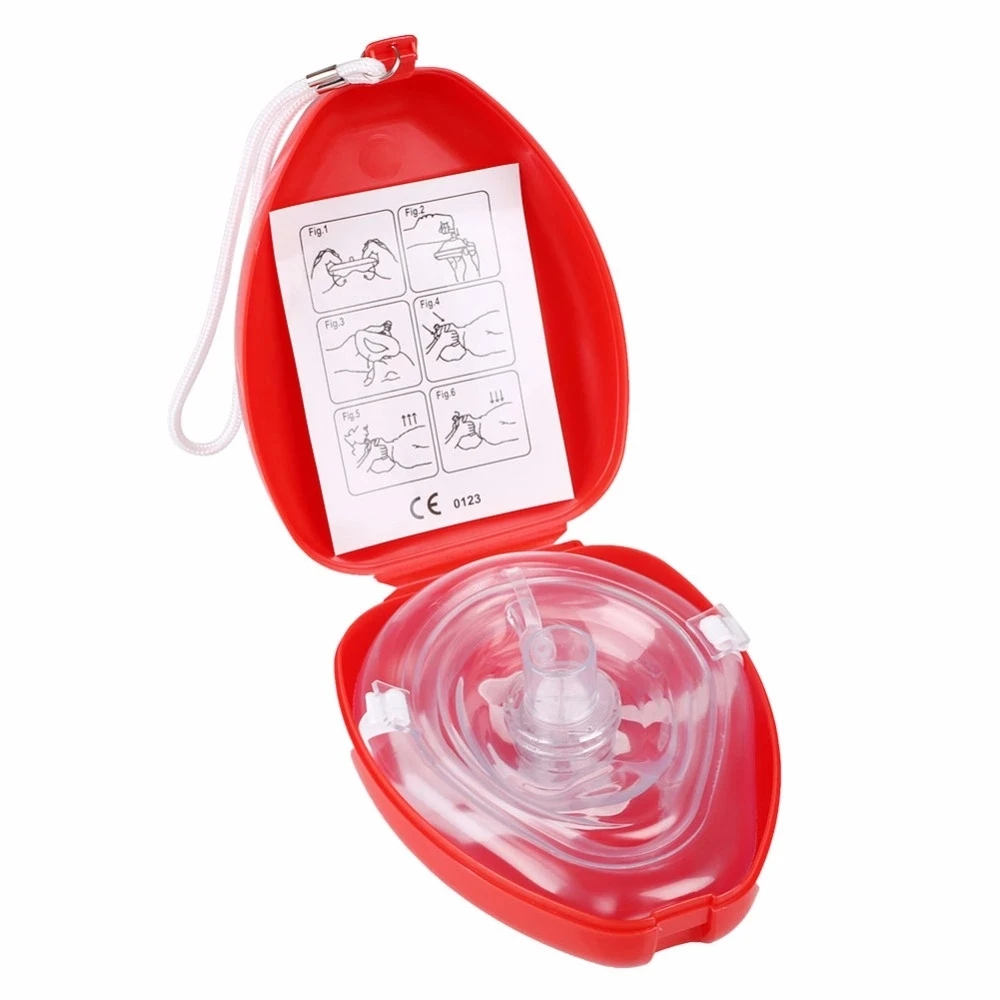 

2Pcs/pack Cpr Manual Resuscitator CPR Protection Face Shield/ First Aid CPR Breathing Barrier For Emergency Training Red Box