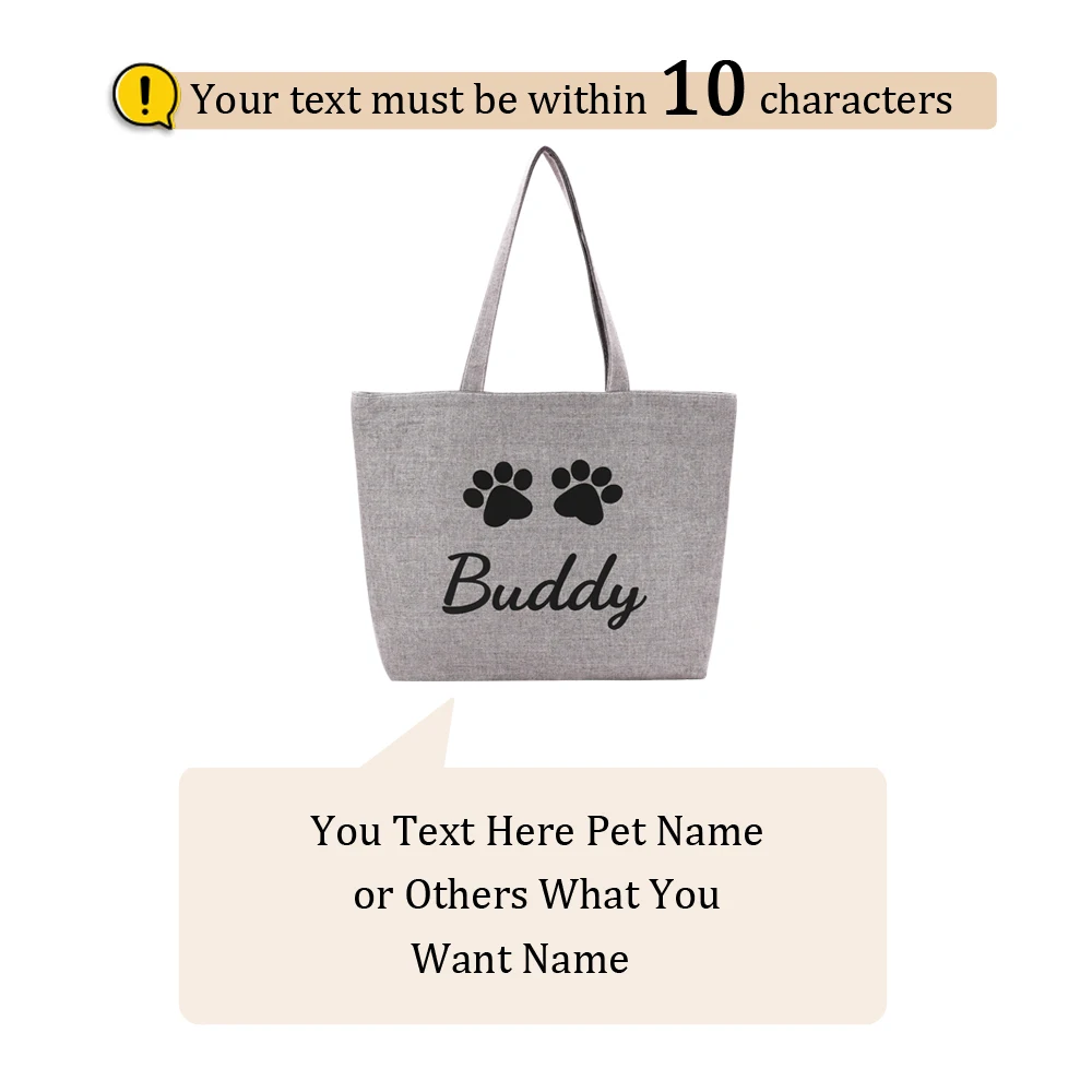 Custom Canvas Dog Tote Bag Personalized Dog Travel Bag With Your Pet\'s Name For Dogs Outdoor Traveling Portable Snack Bottle Bag