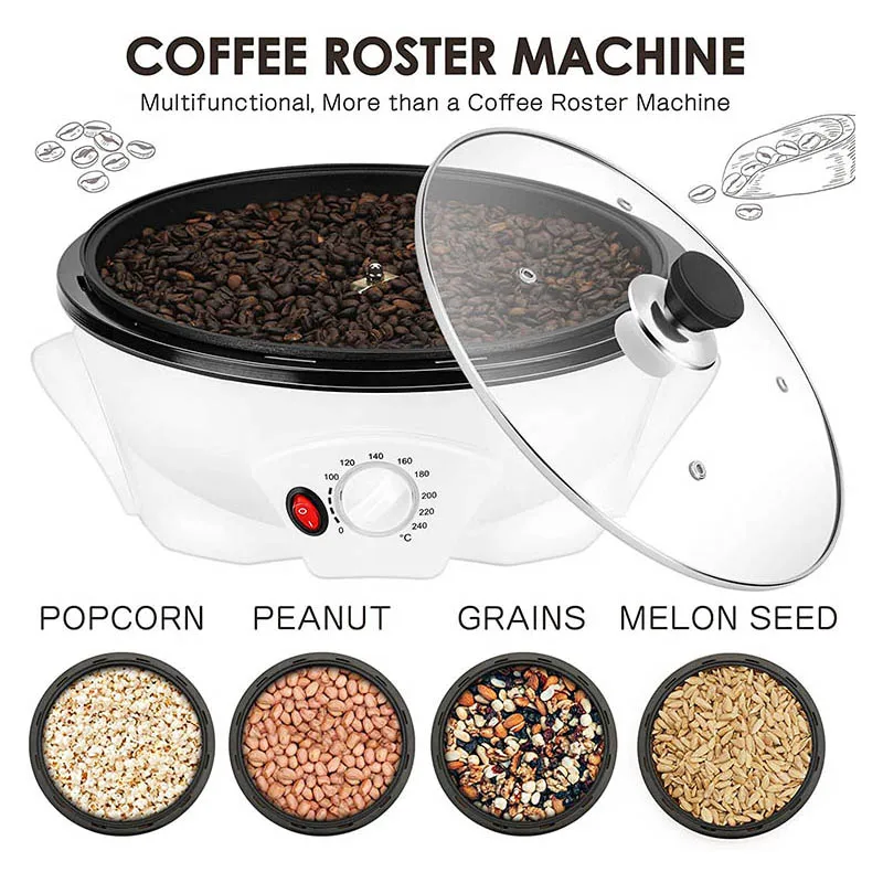 500g Electric Coffee Roaster Multifunctional Nut Peanut Cashew Chestnuts Roasting Non-stick Coffee Bean Roaster