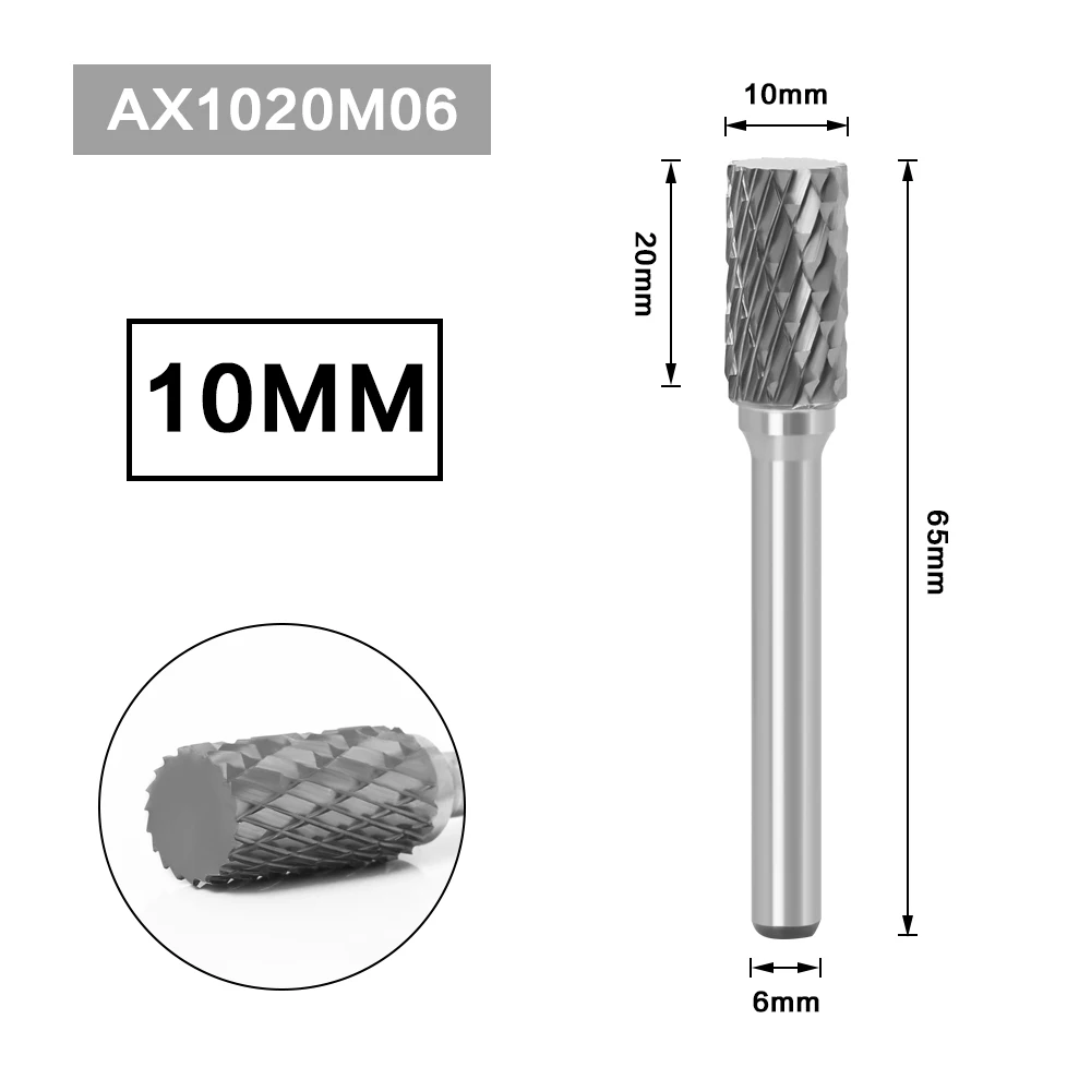 6MM Metal Drawing Tungsten Carbide Milling Cutter Rotary Tool Burr CNC Engraving Abrasive Tools Metalworking Milling Polishing