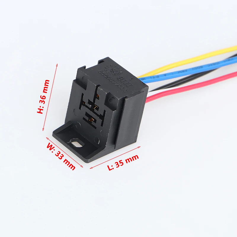 Car Relay Socket 4/5 Pin With Cable Wire Connector Ceramic Quincunx Square 12-24V Universal For Auto Refit Accessories