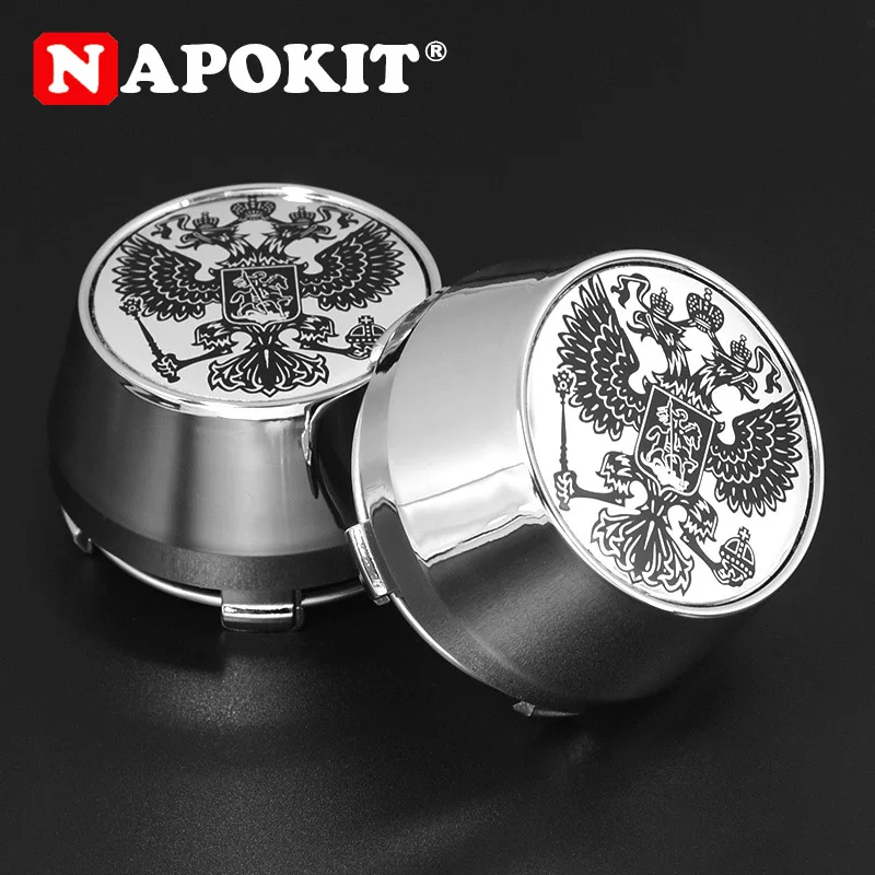 4 PCS High Luxurious 60MM With 45mm Metal Aluminum Russia Eagle Logo Car Wheel Center Hub Cap Cover Rim National Emblem Badge