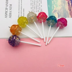 10pcs Kawaii Hot Selling Cute Miniature Glitter Star Lollipop Charm for Earring Keychain Jewelry Accessory DIY Making