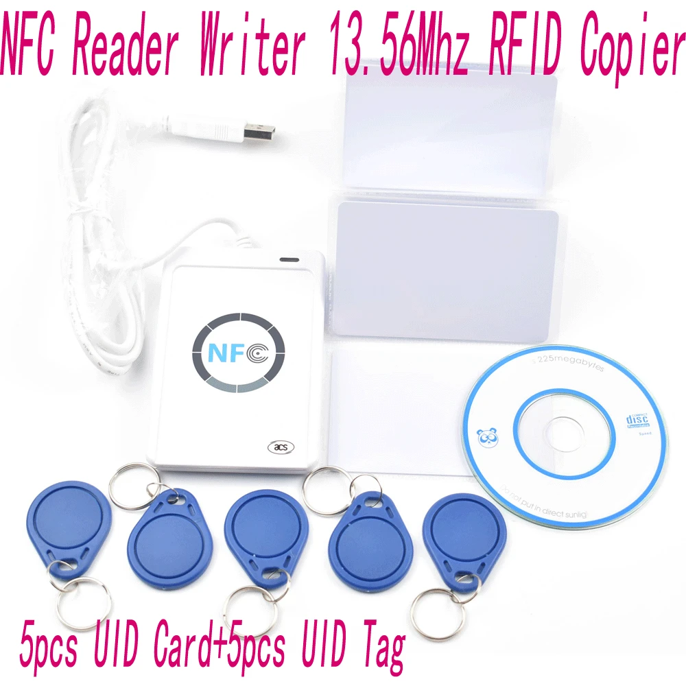 

ACR122u NFC Reader Writer 13.56Mhz RFID Copier Duplicator + 5 pcs UID Cards +5pcs UID Tags+ SDK + M-ifare Copy Clone Software