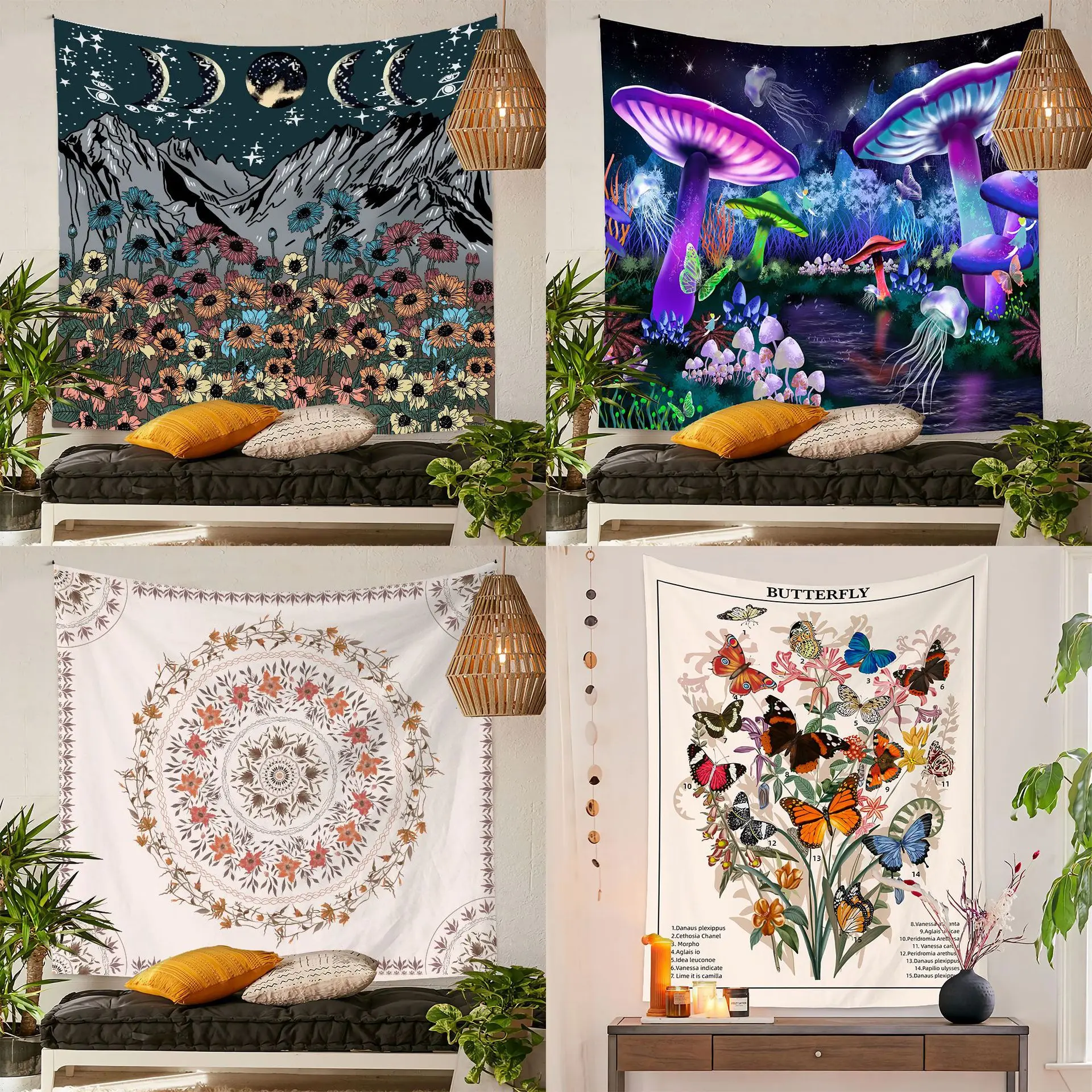 Bohemian Home Decor Wall Tapestry Hanging Huge Mushroom Fairyland Psychedelic Eyes Tapestries Wall Hanging for Room Decor