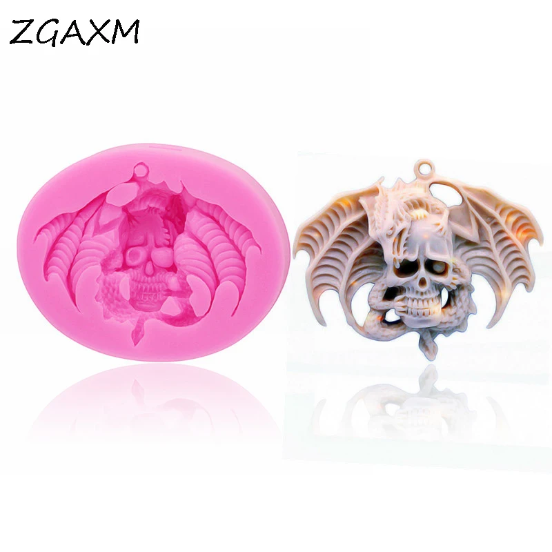 

ZG953 New Halloween skull keychain pendant silicone mold kitchen cake baking tools DIY handmade silicone mold